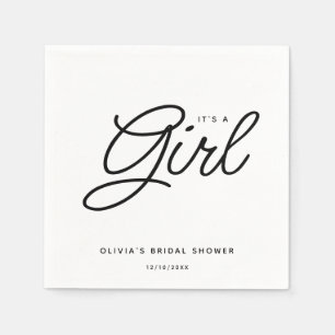 Modern Script Baby Shower It's A Girl Napkin
