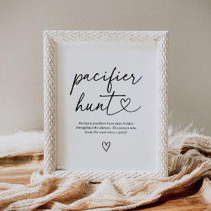 Modern Script Baby Shower Pacifier Hunt Sign
