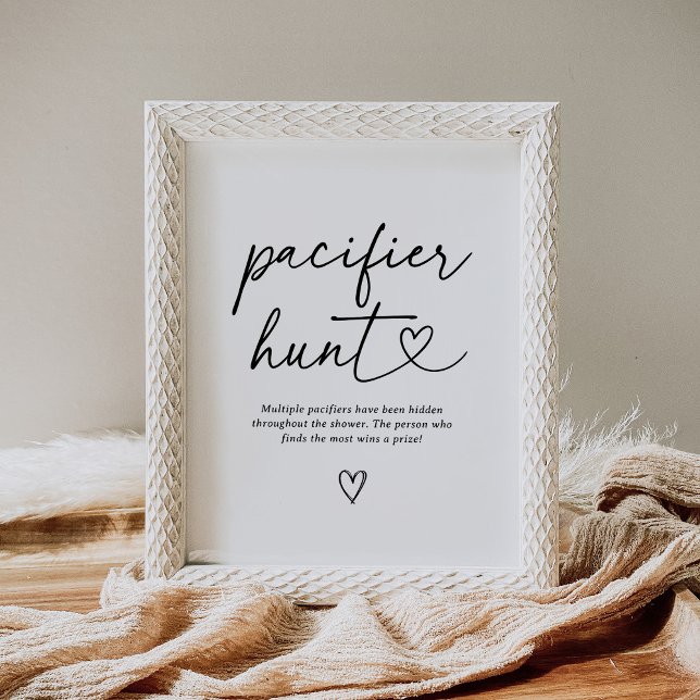 Modern Script Baby Shower Pacifier Hunt Sign (Creator Uploaded)