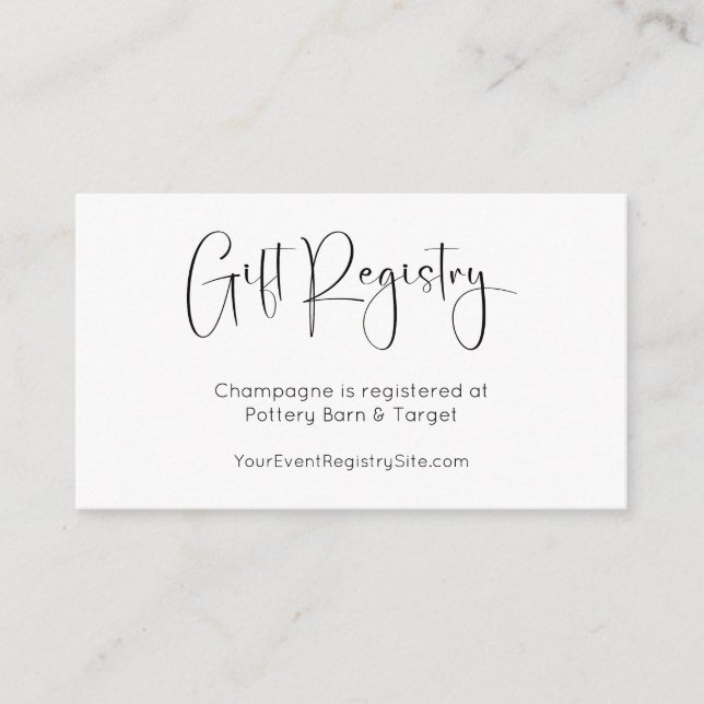 Modern Script Baby Shower QR Code Gift Registry Enclosure Card (Front)