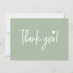 Modern script Baby Shower Sage Green Thank You Card