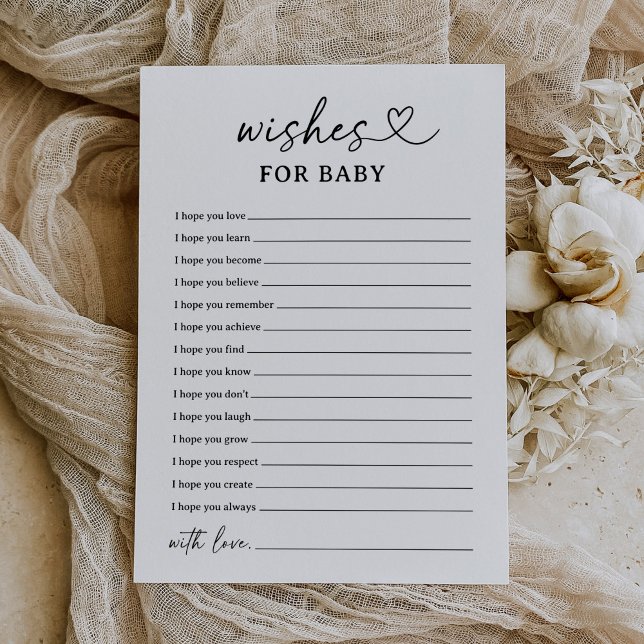 Modern Script Baby Shower Wishes For Baby Card (Creator Uploaded)