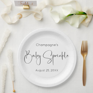 Modern Script Baby Sprinkle Paper Plate