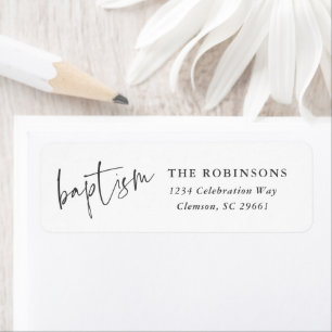 Modern Script Baptism Christening Return Address