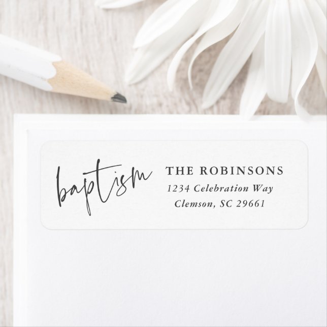 Modern Script Baptism Christening Return Address (Insitu)