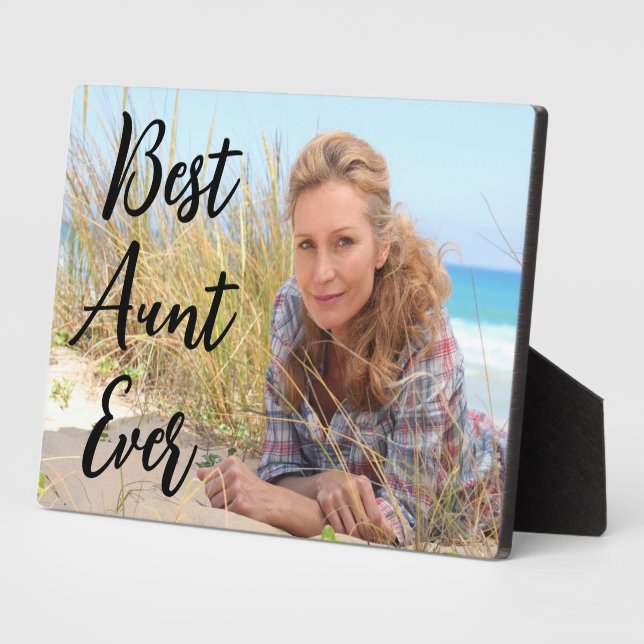Modern Script Best Aunt Ever Photo Plaque (Side)