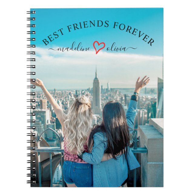 Modern Script Best Friends Forever Photo Notebook (Front)