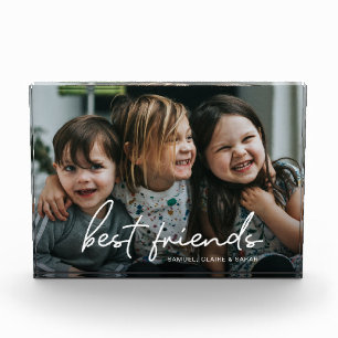 Modern script Best Friends Personalized Friendship Photo Block