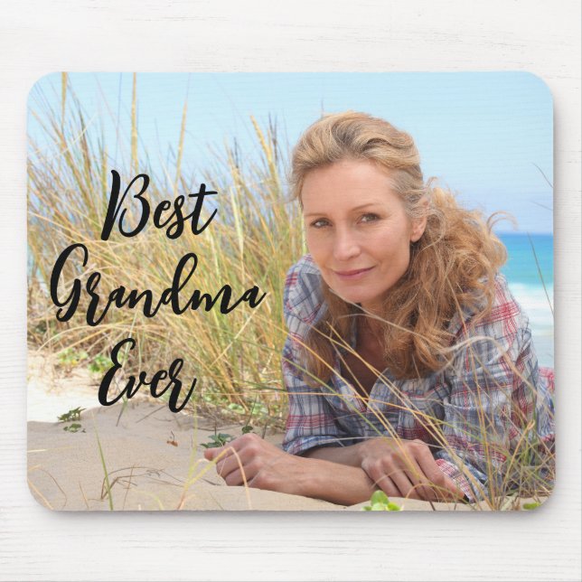 Modern Script Best Grandma Ever Photo Mouse Pad (Front)