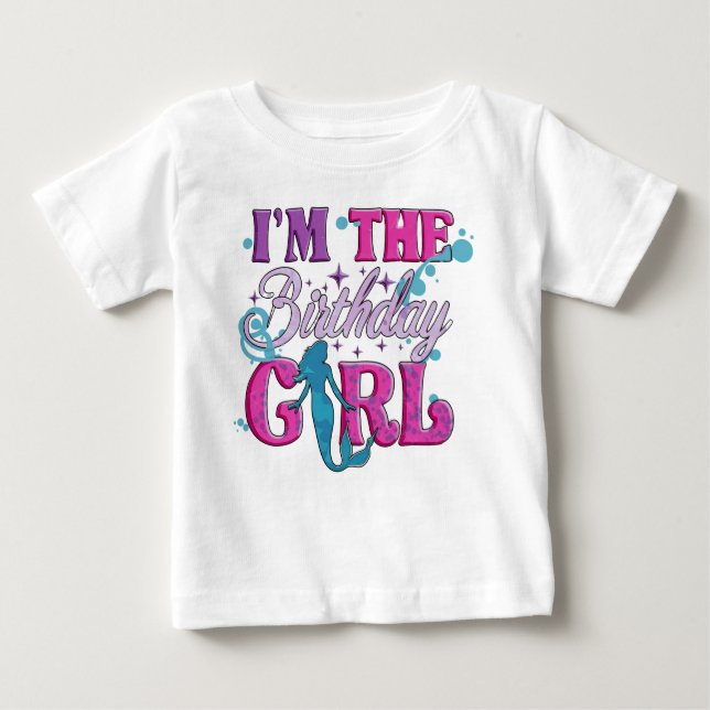 Modern Script Birthday Baby Girl  Baby T-Shirt (Front)