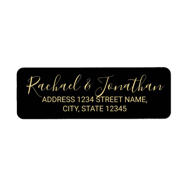 Modern Script Black and Gold Wedding (Front)