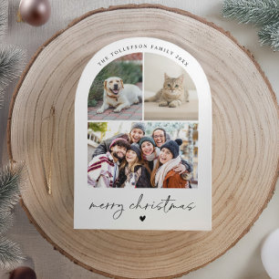 Modern Script Black and White Arch Christmas Holiday Card