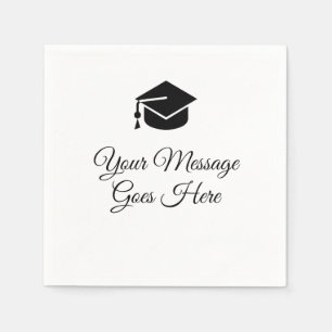 Modern Script Black and White Graduation Party Napkin