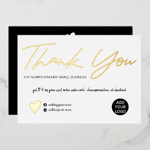 Modern script black and white order thank you