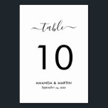 Modern Script Black and White Wedding Table Number<br><div class="desc">Elegant black and white wedding table number card featuring a modern script font. Matching items available.</div>
