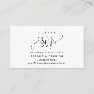 Modern Script, Black font, Party Celebration RSVP Enclosure Card
