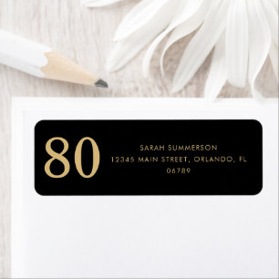 Modern Script Black Gold Eighty 80th Birthday