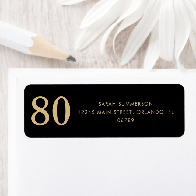 Modern Script Black Gold Eighty 80th Birthday (Insitu)