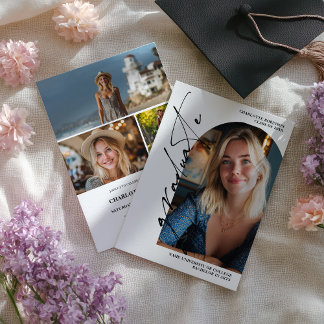 Modern Script black graduate photo graduation Invitation