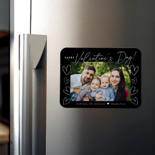 Modern Script Black Valentine's Day Photo Magnet