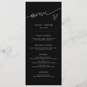 Modern Script Black Wedding Menu
