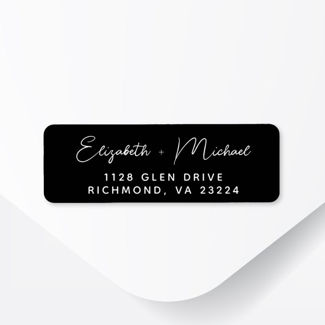 Modern Script Black Wedding Return Address (Creator Uploaded)