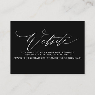 Modern Script Black Wedding Website Card