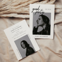 Modern Script Black & White 2 Photo Graduation