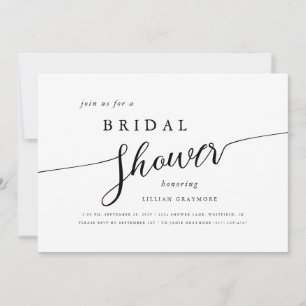 Modern Script Black & White Bridal Shower Invitation