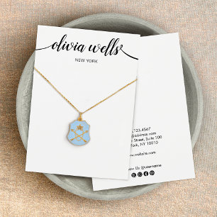Modern Script Black White Necklace Display Card