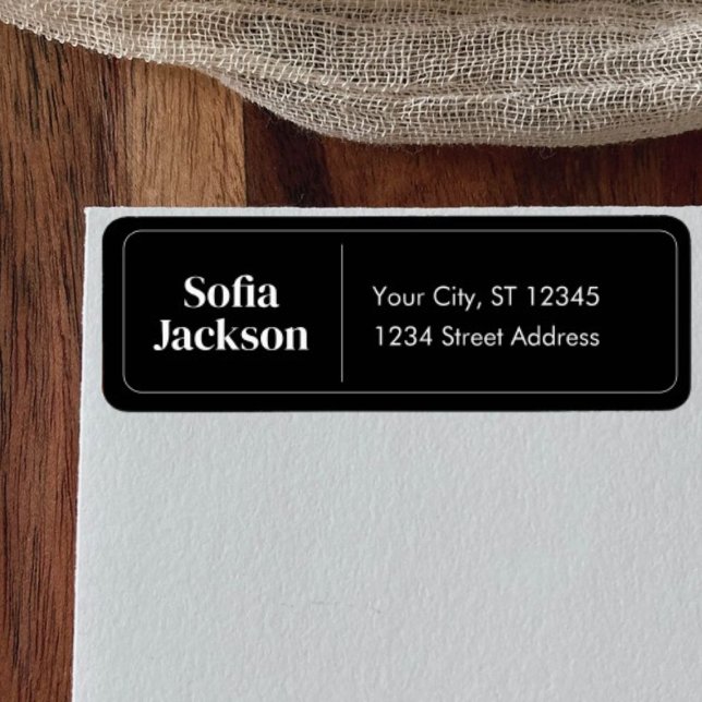 Modern Script Black White Return Address  (Creator Uploaded)