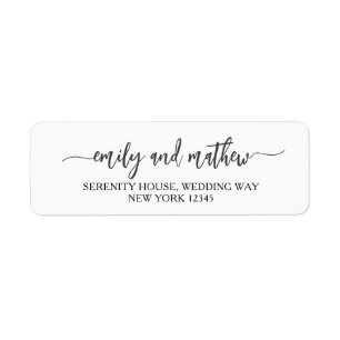 Modern Script Black White Return Address Labels