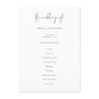 Modern Script Black White Wedding Program