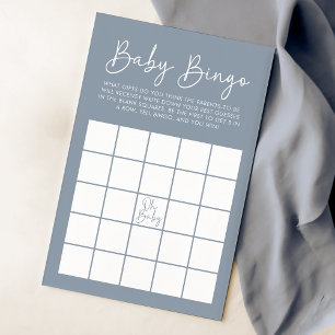 Modern Script Blue Oh Baby Shower Baby Bingo Game
