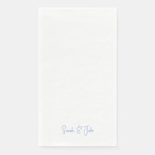 Modern Script Blue Text White Wedding Napkin