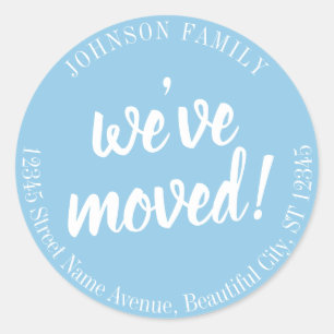 Modern Script Blue We've Moved New Address Label