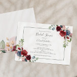 Modern Script Blush Burgundy Floral Bridal Shower  Invitation<br><div class="desc">Modern Script Blush Burgundy Floral Bridal Shower Invitation. Featuring a burgundy roses, dusty blue and rustic bloom, this card can be easily customized for your special occasion such as a bridal shower, engagement party, birthday party, anniversaries, family reunions, and any special occasion you have lined up for the months ahead....</div>