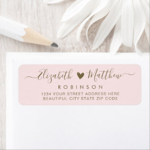 Modern Script Blush Gold Wedding Return Address