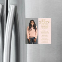 Modern Script Blush Pink & Gold 1 Photo Graduation