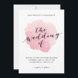 Modern Script Blush Pink Watercolor Wedding Invitation<br><div class="desc">The Watercolor Spotlight wedding invitation features a soft, painterly blush pink watercolor wash in the centre with contrasting modern black calligraphy inside on an elegant white background. Visit the Stacey Meacham store for other products to match this design, including RSVP cards, enclosure cards, stamps, envelope labels, table numbers and more!...</div>