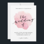 Modern Script Blush Pink Watercolor Wedding Invitation<br><div class="desc">The Watercolor Spotlight wedding invitation features a soft, painterly blush pink watercolor wash in the centre with contrasting modern black calligraphy inside on an elegant white background. Visit the Stacey Meacham store for other products to match this design, including RSVP cards, enclosure cards, stamps, envelope labels, table numbers and more!...</div>