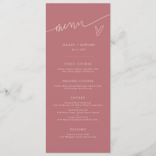 Modern Script Blush Pink Wedding Menu