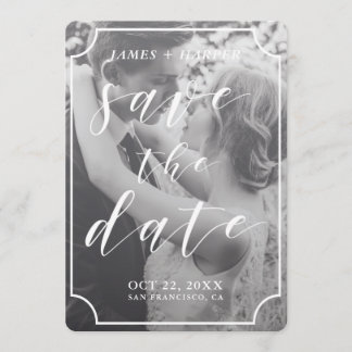 Modern Script Border | Custom Photo Save the Date