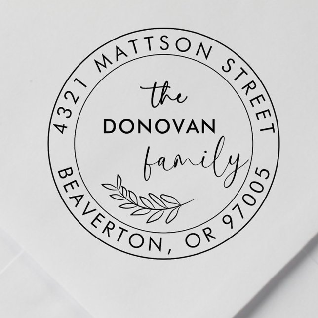 Modern Script Botanical Family Return Address Self-inking Stamp (Creator Uploaded)