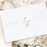 Modern Script Botanical Greenery Wedding Classic Round Sticker<br><div class="desc">Put the finishing touch on your wedding envelopes and wedding packages with this modern botanical greenery and classy calligraphy script design.  Ideal for weddings,  bridal showers,  dinner invitations,  and more.</div>