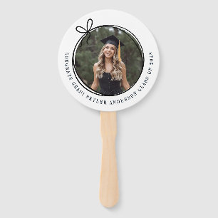 Modern Script Bow Senior Photo Graduation  Hand Fan