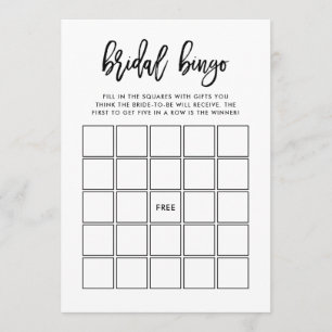 Modern Script Bridal Shower Bingo Game Invitation