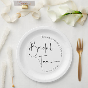 Modern Script Bridal Shower Bridal Tea Paper Plate