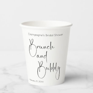 Modern Script Bridal Shower Brunch and Bubbly Paper Cups