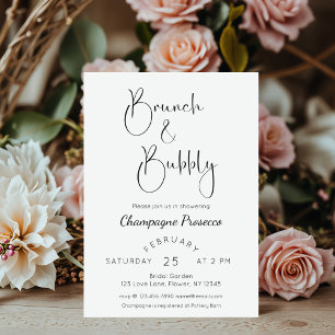 Modern Script Bridal Shower Brunch & Bubbly Invitation